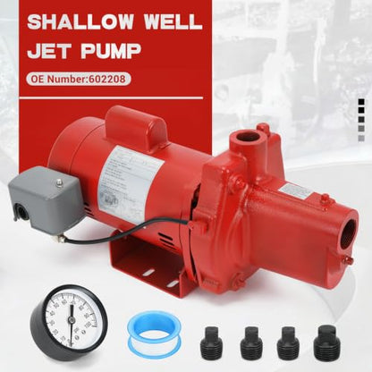 PTNHZ Cast Iron Shallow Well Jet Pump, 1 HP, 23 GPM, 115/230V