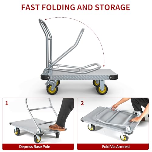 YITAMOTOR 2000 LBS Heavy Duty Platform Truck Push Cart Dolly (36" x 24")
