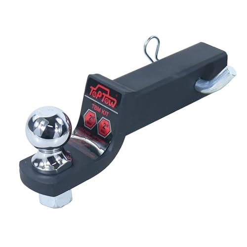 TOPTOW 2" Drop Trailer Hitch Ball Mount Kit with 2" Trailer Ball and 5/8" Hitch Pin, Fits 2" Hitch Receiver, Matte Black - size: 2" Drop with Ball and Lock