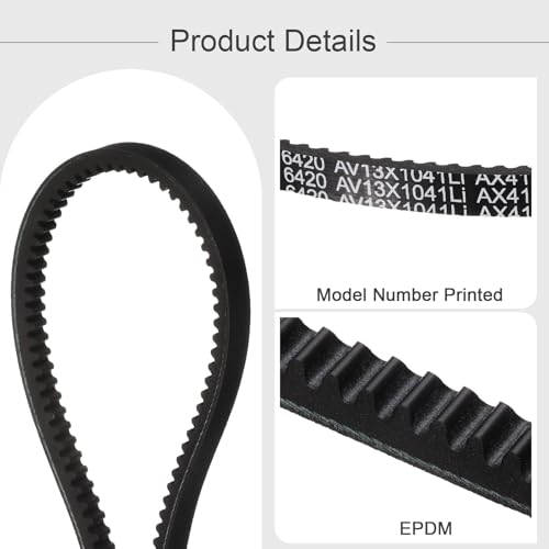 uxcell AX41 EPDM V-Belt, Raw Edge Cogged Industrial Rubber V Belt 1/2" Width x 41" Inside Circumference - size: AX41