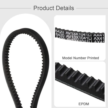 uxcell AX41 EPDM V-Belt, Raw Edge Cogged Industrial Rubber V Belt 1/2" Width x 41" Inside Circumference - size: AX41