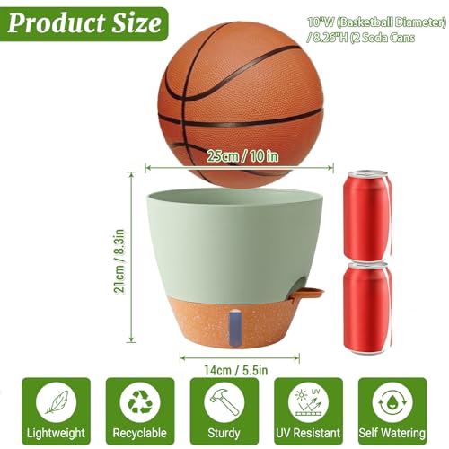 2 Pack 10 inch Plant Pots, Plastic Self Watering Planters - color: Green, size: 10 inches