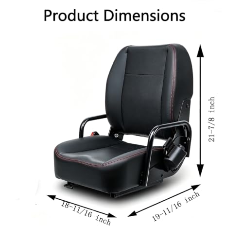 Universal Forklift Tractor Seat Suitable for Forklifts, Tractors, Excavators Fitted with a Seatbelt and Side Cup Holders, Black