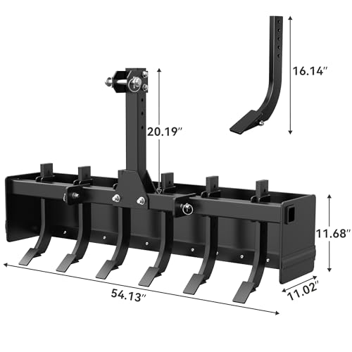 YITAMOTOR 55" Box Blade Tractor Attachment, Scarifier Shank for CAT1/0