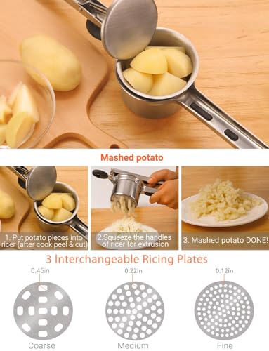 Potato Ricer, Stainless Steel Fruit and Vegetables Masher