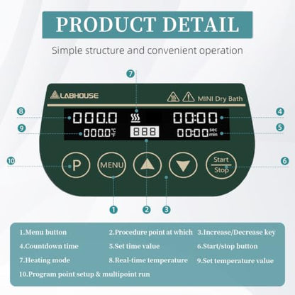 MDB100 Mini Dry Bath Incubator Heater, 2ml×15, Programmable - size: 2