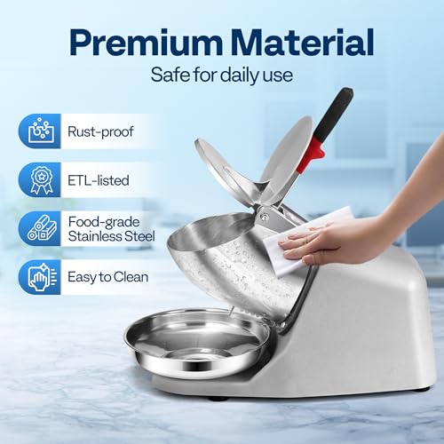 VIVOHOME Electric Ice Crusher Shaver Silver 173lbs/hr - color: Silver, size: 2 Blades - 173lbs/hr