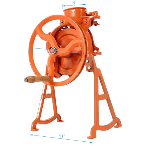 Heavy Duty Steel Corn Sheller – Manual Hand Crank Corn Thresher with Adjustable Screws for Efficient Shelling – Also Hulls Walnuts – Orange