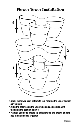 Bloomers Stackable Flower Tower Planter – Holds up to 9 Plants – Great Both Indoors and Outdoors – Charcoal - color: Charcoal