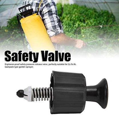 Safety Release Valve,Pressure Relief Valve PP Automatic Safety Valve Accessory for 3L/5L/8L Backpack Sprayer(black)
