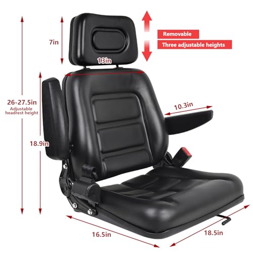 Ergonomic Tractor Seat, Universal Forklift Seat, Lawn Mower Seat | Forklift Compatible