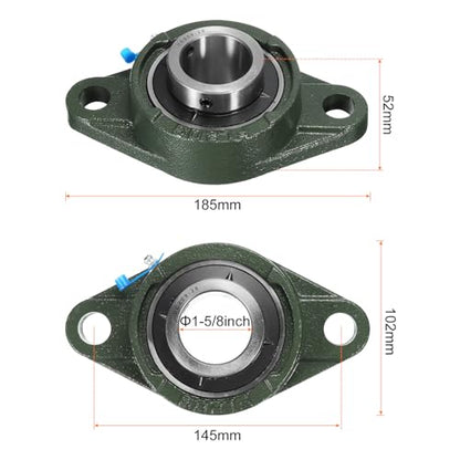 uxcell 2pcs UCFL209-26 Pillow Block Bearings 1-5/8 inch Bore Self Alignment, Solid Cast Iron Base Mounted Chrome Steel Bearings - size: UCFL209-26