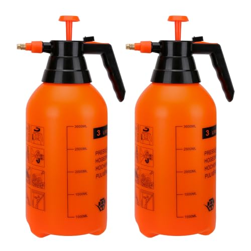 MRPAPA 2 Pack 3L Handheld Garden Pump Sprayer with Adjustable Brass Nozzle - color: Organge