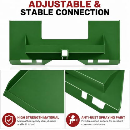 Skid Steer Quick Attach Plate, 1/4 Inch, 3000 LBS, 2-Inch Hitch - color: Green