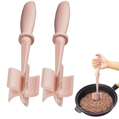 2Pack Meat Chopper Hamburger Masher Ground Beef Smasher Utensil Mix Tool - color: 2 Pack-Pink