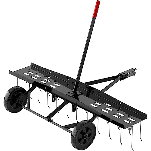 Suchtale 48 Inch Tow Behind Lawn Dethatcher with 24 Spring Tines - size: 48-inch