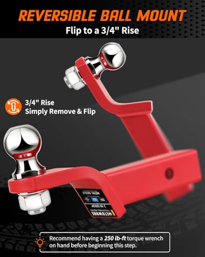 METOWARE Trailer Hitch Ball Mount 2" Drop Fits 2" Receiver, 6000Lbs GTW - color: Red, size: 2" Drop