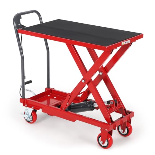 Garvee Hydraulic Lift Table Cart, 500LBS Capacity, 28.5" Lifting Height - color: Red, size: 500 LBS