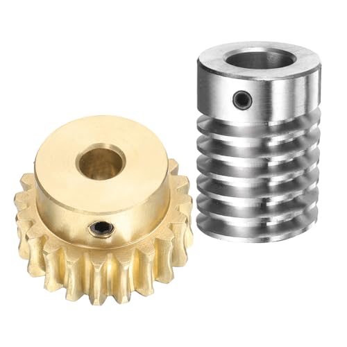 uxcell Worm Gear Set 20T 1.5 Module 20:1 Reduction Rate, Right Rotation Drive Gear Box Wheel Reduce Transmission Part (Brass Gear-8mm Bore, #45 Steel Rod 15mm Bore) - size: 8mm x 15mm