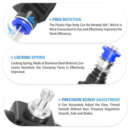 TAILONZ PNEUMATIC Air Flow Control Valve with Push-to-Connect Fitting, in-Line Speed Controller Union Straight - 6MM Tube OD x 6MM Tube OD SCF-6 （Pack of 5） - size: 6mm OD