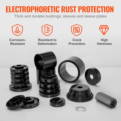 VEVOR Wheel Bearing Press Kit, 23 pcs FWD Bearing Puller Tools, for Front Wheel Drive Bearing Removal and Installation, Wheel Bearing Tool with Sliding Screws, Bushings, Sleeve Plates, Storage Case