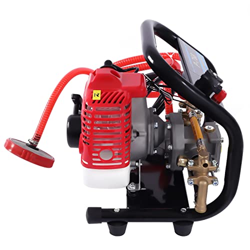 26cc 2 Stroke Gasoline Engine Sprayer, 0.25MPA High Pressure Sprayer, 650ml Fuel Tank Portable Agricultural Sprayer with 10m High-Pressure Hose & Copper Pump Head for Orchard Farm & Vehicle Cleaning