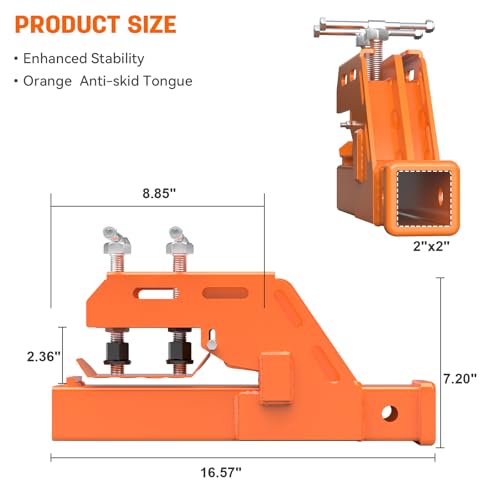 Tractor Clamp on Trailer Hitch, Tractor Bucket Hitch 2" Receiver Adapter - color: Orange