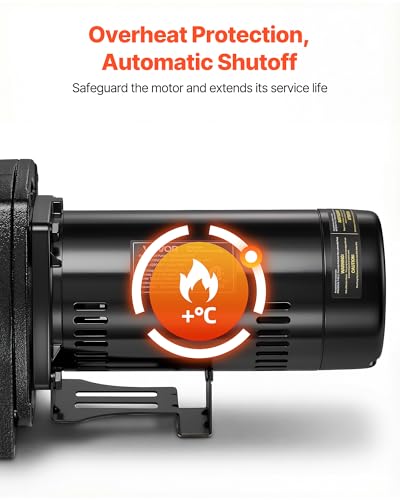 VEVOR 1.5 HP Shallow Well Jet Pump, AC 115/230 Volt, 4250 GPH Dual Voltage Cast Iron Well Jet Pump, with 108 ft Max Head Lift, Easy Voltage Switching, for Garden Irrigation, Lawn Sprinkler System - style: 1.5 HP