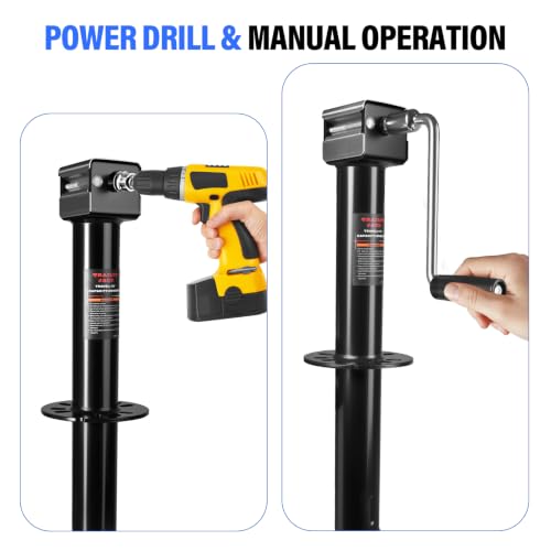2-in-1 A-Frame Trailer Jack, 5000lbs Foot Plate & 2000lbs Dual-Wheel