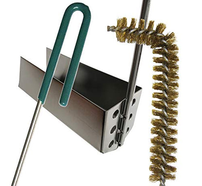 Extra Large 3-Piece Deep Fryer Cleaning Set – 31" Rod & Bristle Brush, Stainless Steel Crumb Scooper, Heat-Resistant to 750°F, Rust-Resistant, Durable, Perfect for Food Service, by FryOilSaver Co