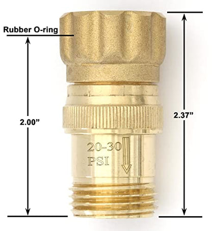 Lead-Free Brass 20-30 psi Water Pressure Reducer Regulator, 3/4 inch Hose Thread for Drip System, 140 psi Max Inlet Pressure
