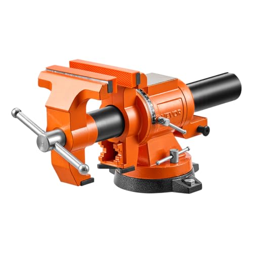 VEVOR Heavy Duty Bench Vise, 6" Jaw Width, Double Swivel Rotating Multi-Purpose Bench Vise, with 360° Locking Swivel Base and Head, 2.8" Throat Depth, 6" Max Jaw Opening, for Drilling, Pipe Cutting - size: 6inch(Upgraded)