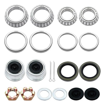 2 Sets 3500lb Trailer Bearing Kit L68149 L44649 Trailer Axle Kit,Boat Trailer Bearing Kit 171255TB Seal Fits for 1-3/8'' to 1-1/16'' Trailer Wheel Bearings 1.98" Dust Caps and Rubber Plugs Cotter Pins - color: l68149-2Sets