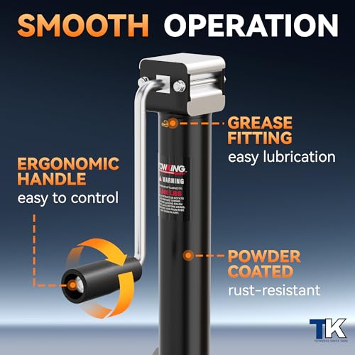 5000 lbs 15" Lift Side Wind A Frame Trailer Jack, RV Tongue Jack | with Adjustable Drop Leg