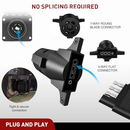 Nilight 7 Way to 4-Way Flat Blade Trailer Adapter - color: 7Pin to 4Pin Trailer Adapter