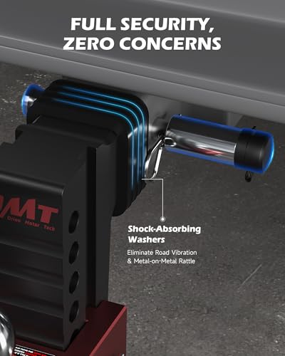 OMT Adjustable Trailer Hitch for 2.5" Receiver, 18500 LBS Drop Hitch - color: Red, size: 2.5" Shank & 8" Drop