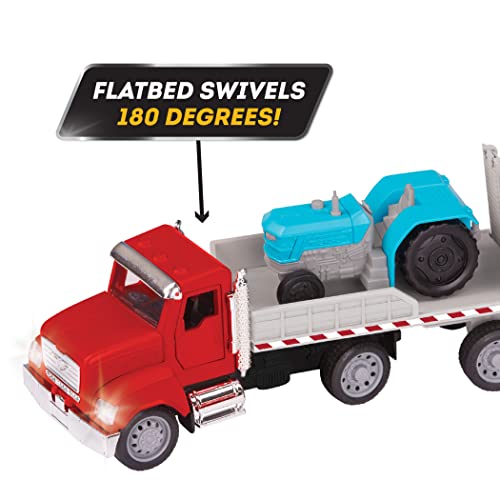 Driven by Battat Micro Flatbed Truck Toy with Tractor, Lights Sounds - style: Flatbed Truck