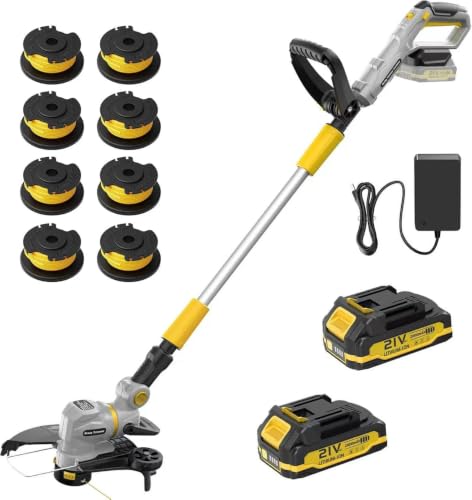 12" 21V Weed Wacker Cordless, 2 in 1 String Trimmer and Edger - color: Yellow