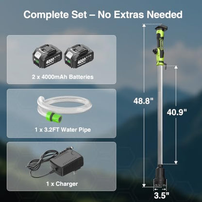 Taskstar Cordless Stick Water Transfer Pump, 2×4.0Ah Rechargeable Batteries - color: Light Green