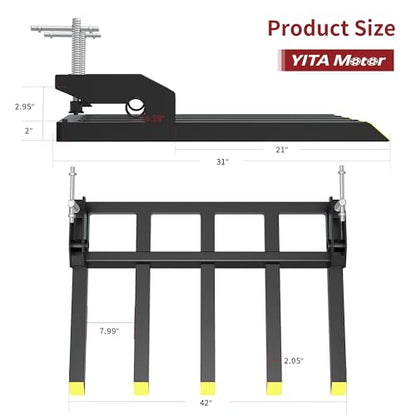 YITAMOTOR 2500lbs Clamp on Debris Forks Fits 48" Tractor Bucket Loader - size: 5 Debris Forks