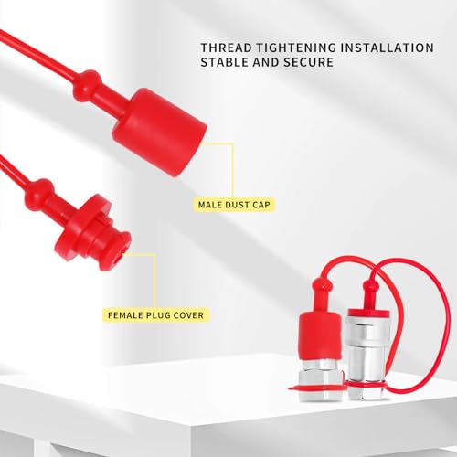 1/4" ISO5675 Hydraulic Coupling Dust Cap and Plug,Red Rubber Male Dust Cap and Female Plug Covers for Hydraulic Quick Coupler 4set - size: 0.25 Inch, style: ISO5675