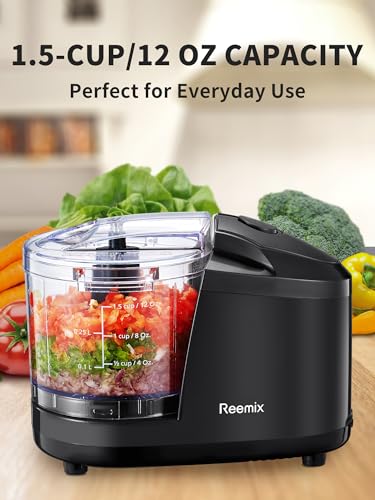 Reemix 1.5-Cup Electric Food Chopper, 100W Mini Food Processor Meat Grinder - color: Black