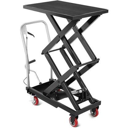 Hydraulic Lift Table Cart, 330 lbs Capacity, 50" Lifting Height, Steel - color: Black