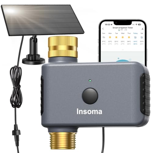 Solar WiFi Water Timer,Solar Hose Timer for Garden,365Day Power,Brass Value - size: 1 Zone-Solar-Brass
