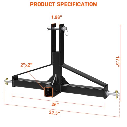 3 Point Hitch Receiver Quick Hitch Compatible, Cat.1 Tractor Mover Draw Bar