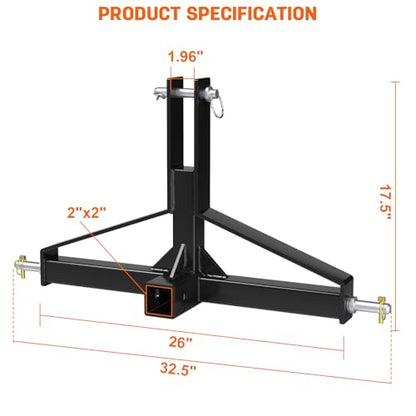 3 Point Hitch Receiver Quick Hitch Compatible, Cat.1 Tractor Mover Draw Bar