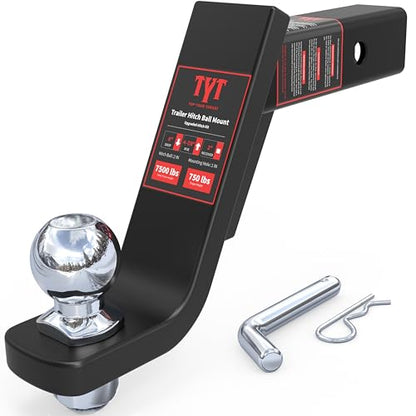 TYT 6-Inch Drop Trailer Hitch Ball Mount with 2" Ball for 2-Inch Receiver - size: 6"drop with Pin