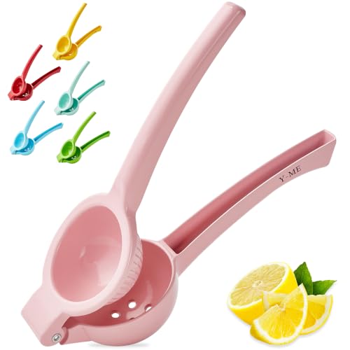 Y-ME Manual Juicer Citrus Lemon Squeezer, Fruit Juicer Lime Press Metal, Professional Hand Juicer Kitchen Tool(Pink） - color: Pink