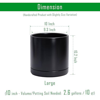 D'vine Dev 10 Inch Ceramic Planter Pot, Black, 94-O-E-2 - color: Black, size: Large