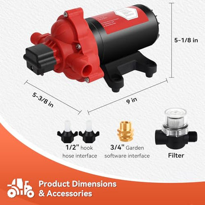 12V Sprayer Pump, 3.5gpm-10amp-60psi, Chemical and Corrosion Resistant, Compatible with Roundup, Diaphragm Pump with Pressure Switch and Self-Priming for Agricultural Spraying, Rv, Boats, Etc - size: 3.5GPM
